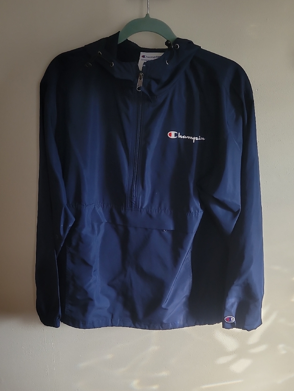 Champion Navy Blue Hooded Half-Zip Pullover